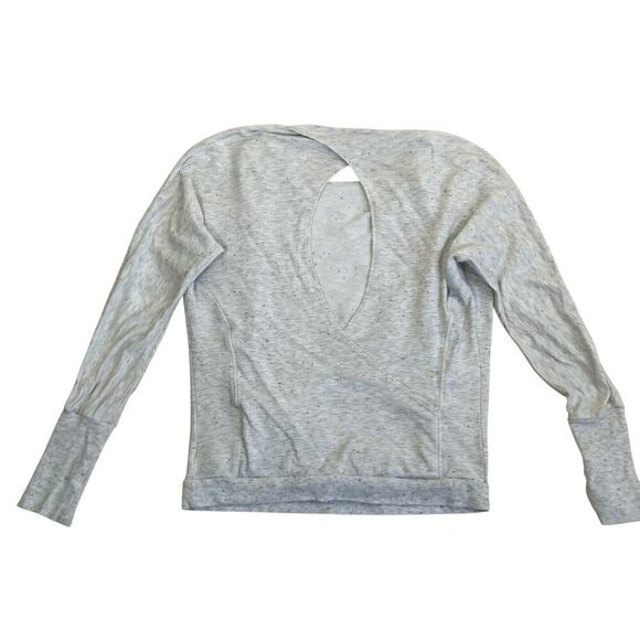Alo Yoga Sz S Petite Cowl Neck Open Back Pullover Sweatshirt Speckled Grey - Picture 11 of 14
